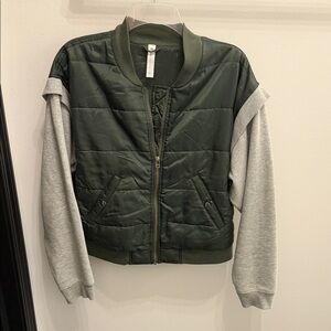 Daily Practice by Anthropologie Stylish Olive and Gray Bomber Jacket